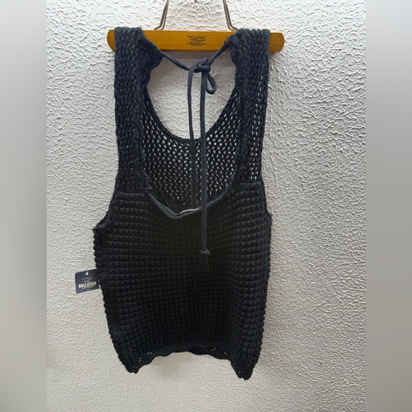Hollister Black Crochet Tank Top with Floral Design NWT - Picture 8 of 8